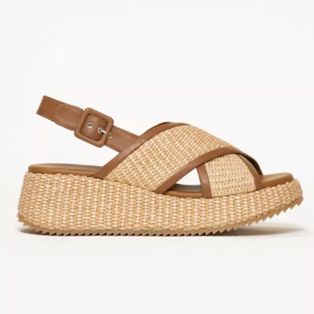 M. Gemi Lucrezia raffia slingback platform sandals